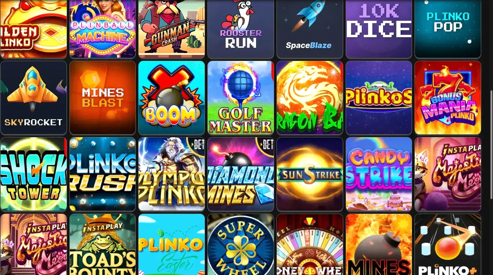 Интерфейс игрового зала Grand casino с множеством слотов